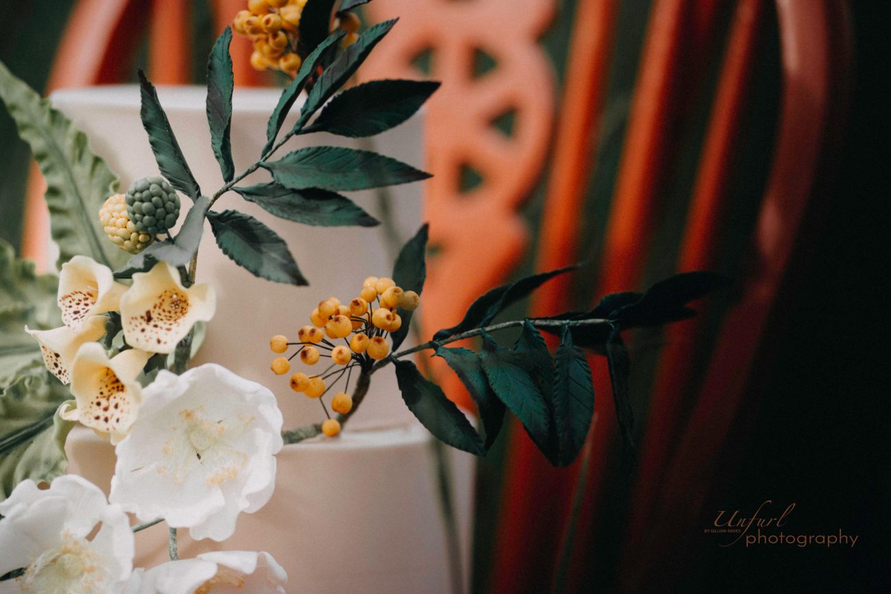sugar flowers and foliage close up