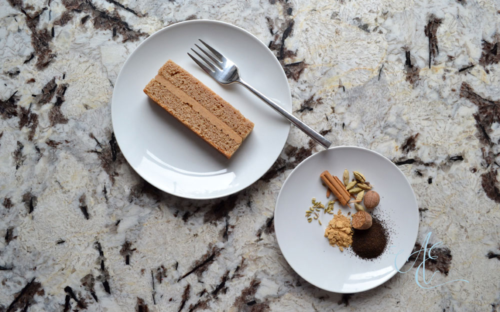 masala chai cake slice