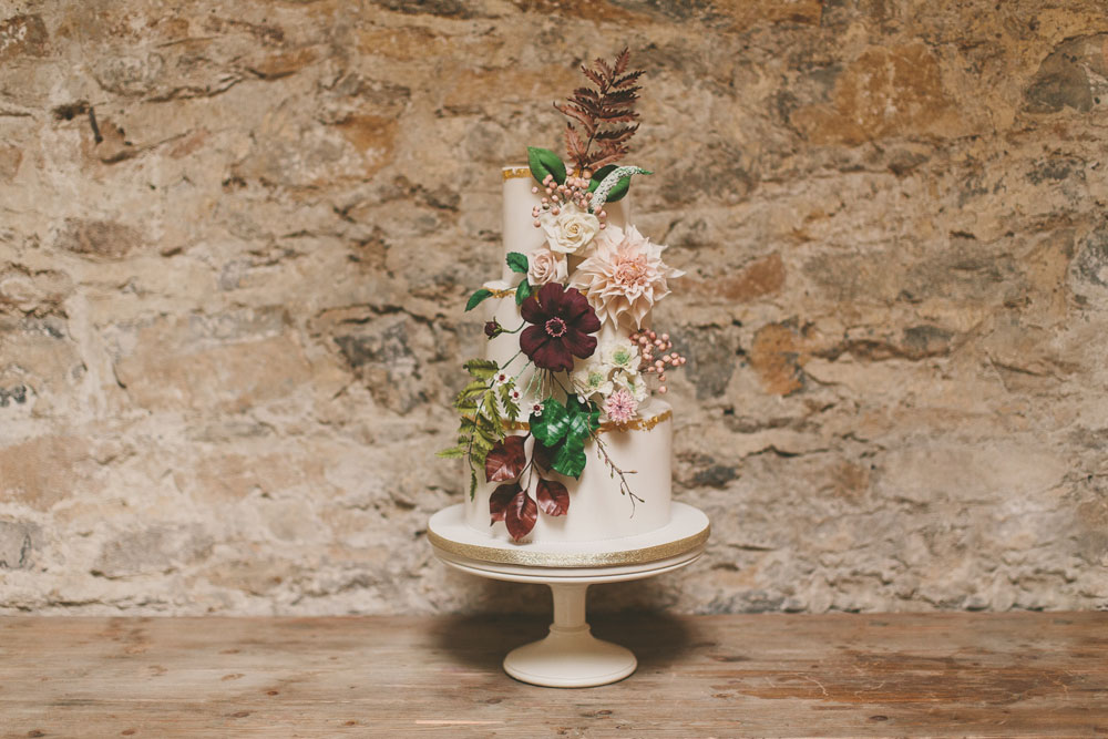 wedding cake with sugar flowers