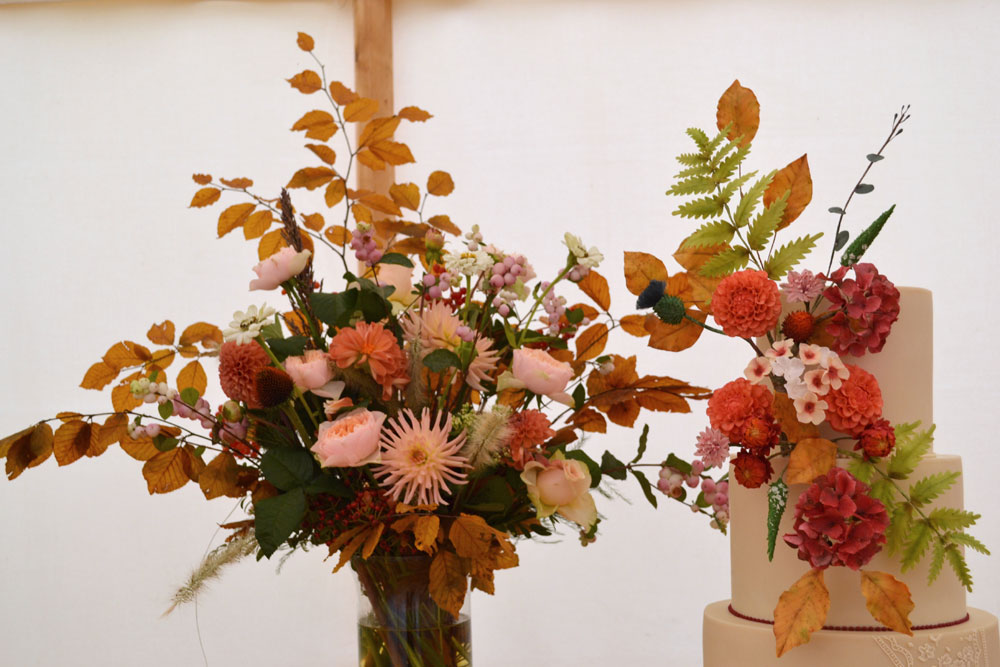 fresh and sugar autumnal flowers and foliage