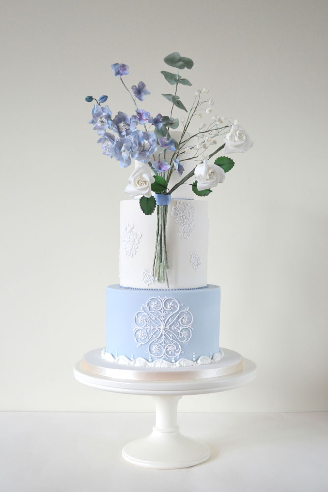 blue white floral favourite wedding cakes of 2022
