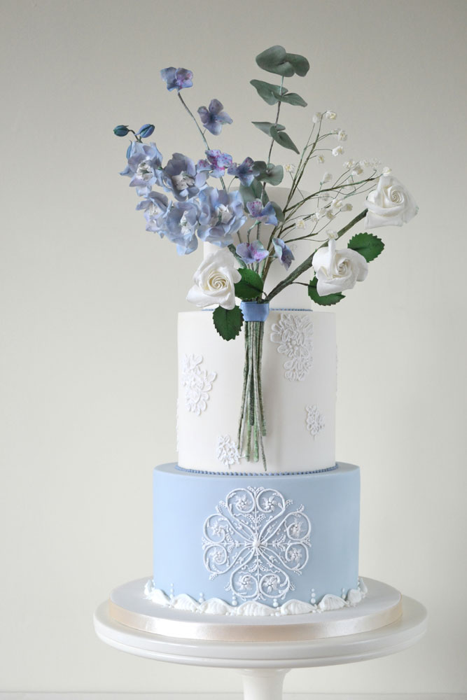 blue white floral lace favourite wedding cakes of 2022