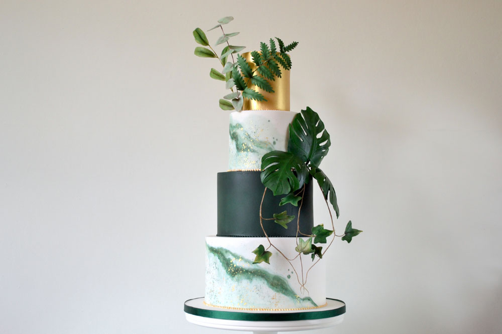 green gold with sugar foliage favourite wedding cakes of 2022