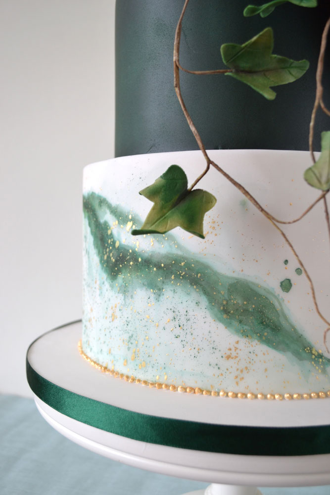 watercolour style wedding cake