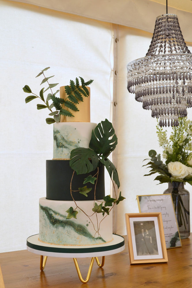 green gold wedding cake the three acres