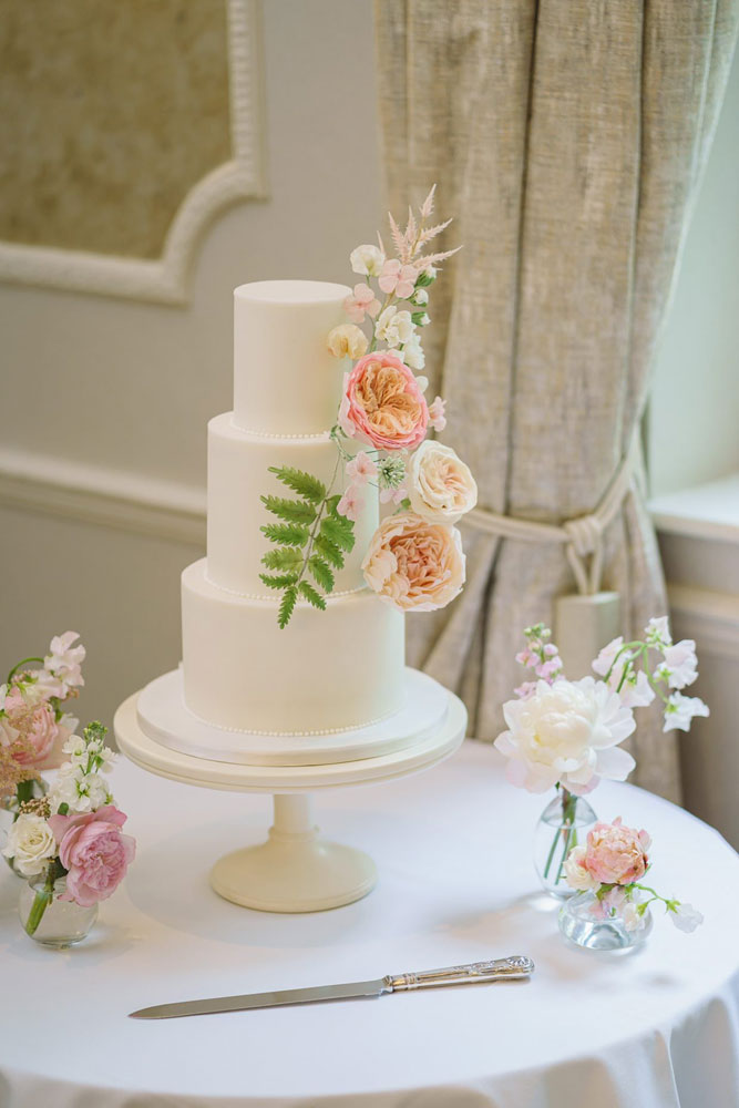 Roses and peony wedding cake