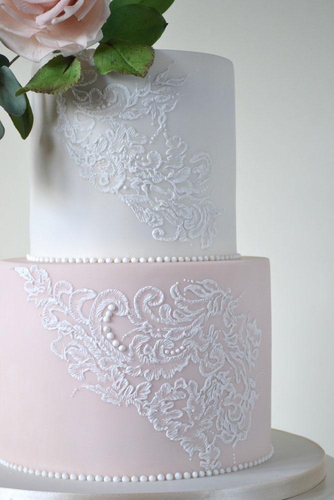 dress inspired royal icing lace piping