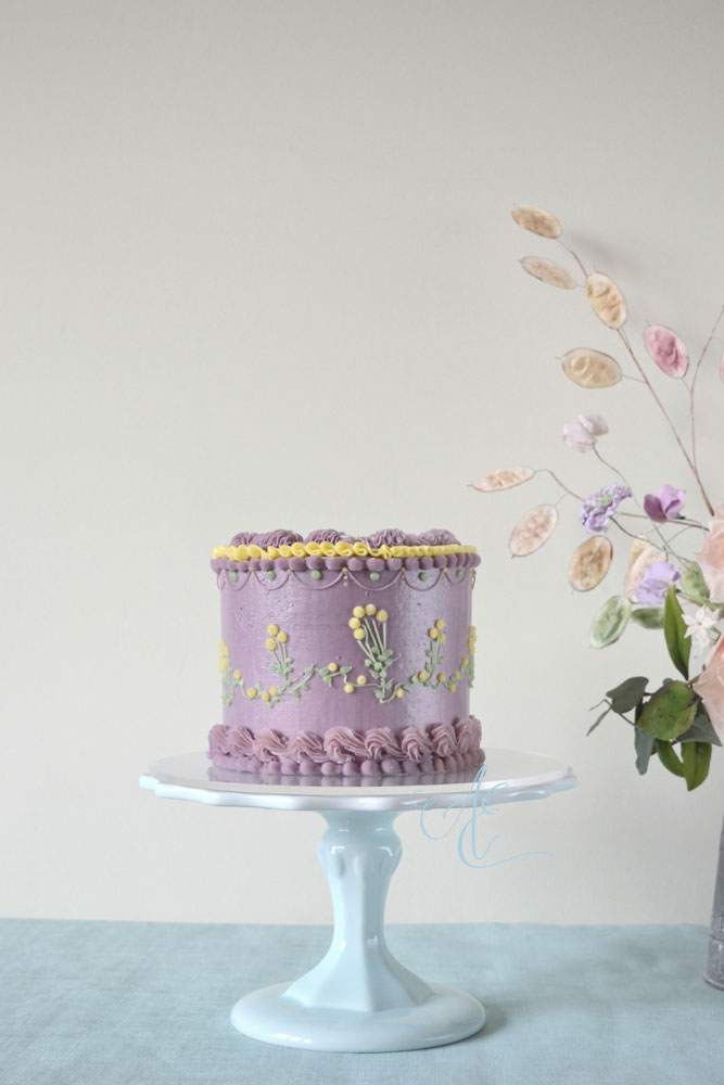 Lucinda lilac and lemon vintage style cake